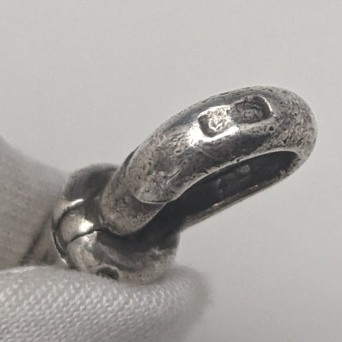 Circa 1890 British Antique Sterling Silver Albert Chain 25g Sterling Silver Compass Fob